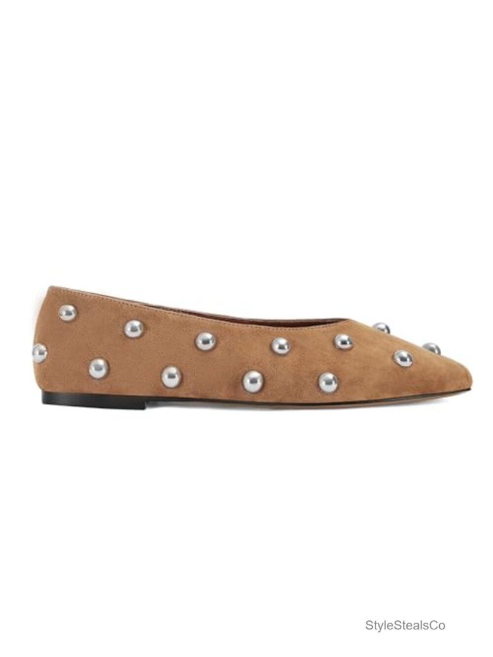 Studded Square Toe Slip On Ballet Flats Comfortable Walking Shoes Women